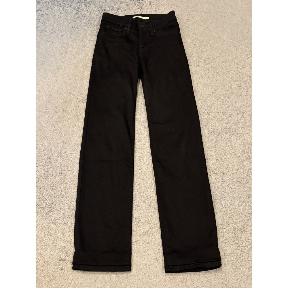 Levis 314 Shaping Straight Jeans Black Mid Rise Stretch Denim Size 24